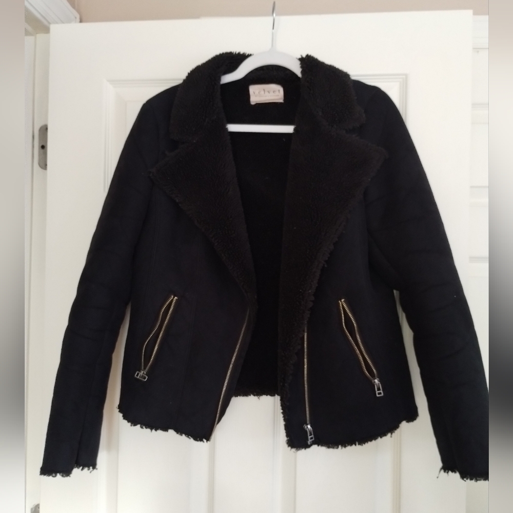 Velvet by Graham & Spencer Black Teddy Jacket Medium